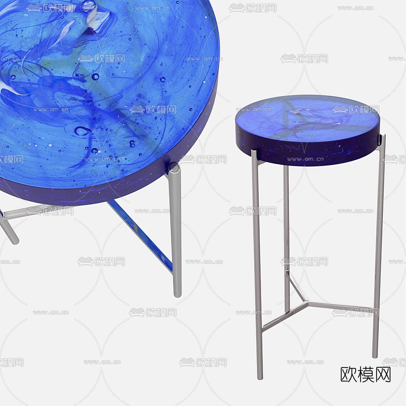 现代亚克力透明圆几3d模型