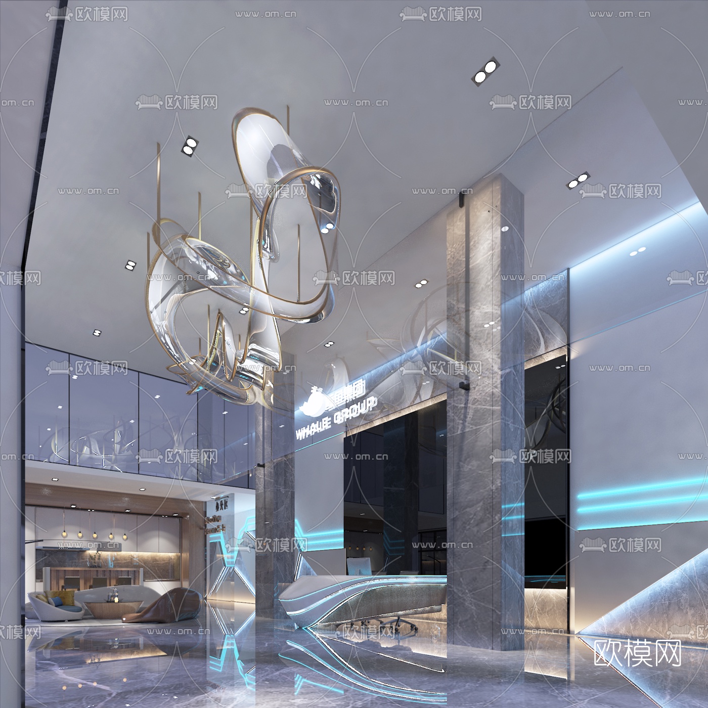 现代科技游戏公司大堂免费3d模型
