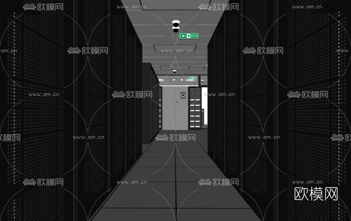 现代机房su模型下载（渲染图1）