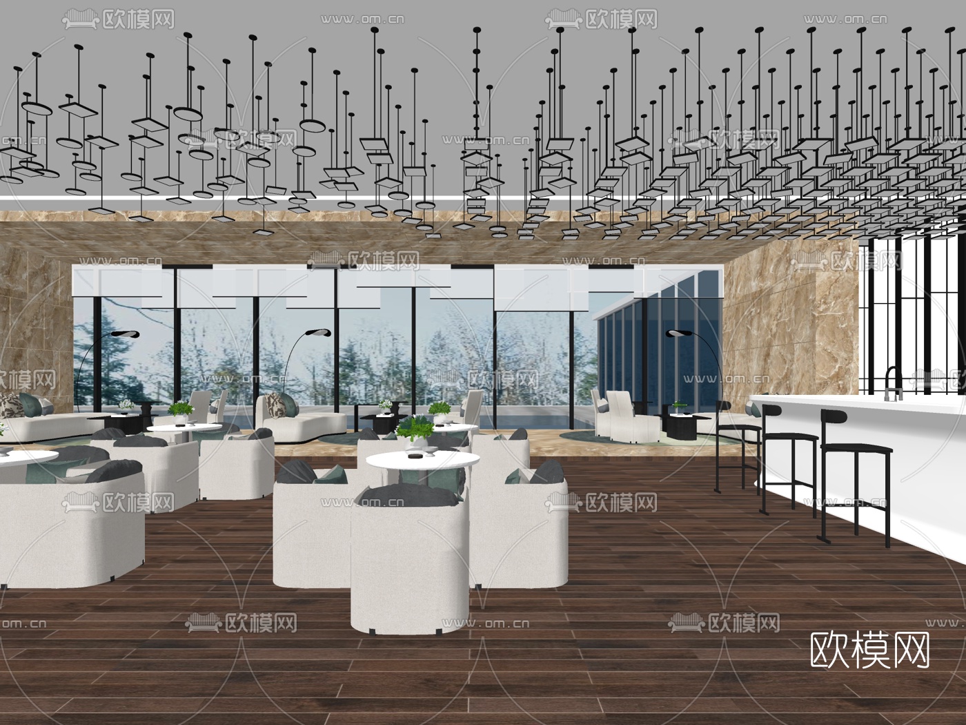 HWCD设计 重庆悦溪正荣府售楼处su模型下载