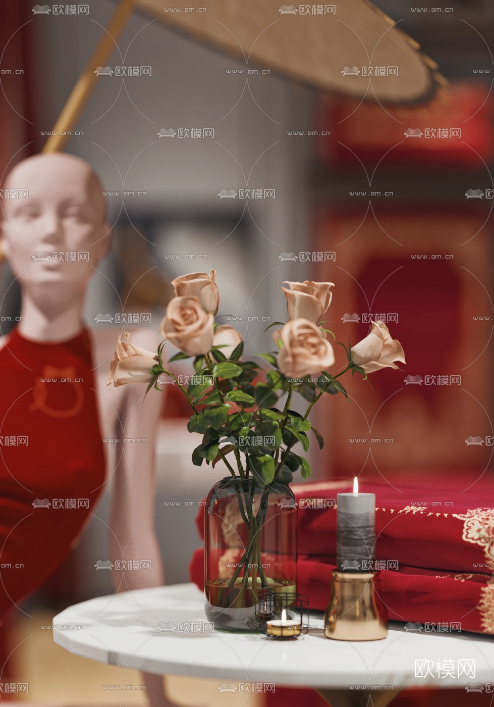 新中式婚庆家纺展厅3d模型