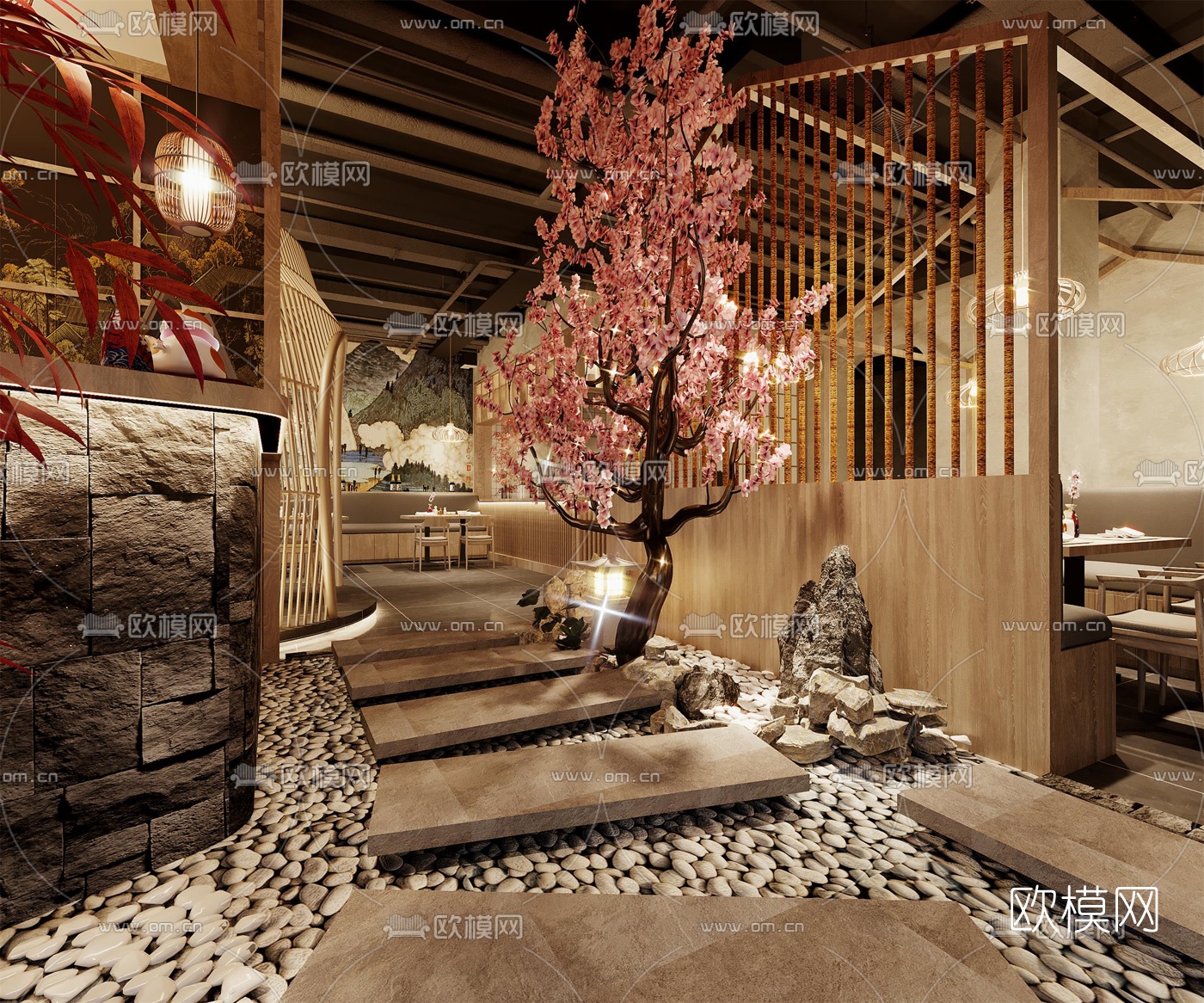 日式料理烤肉店3d模型下载（渲染图3）