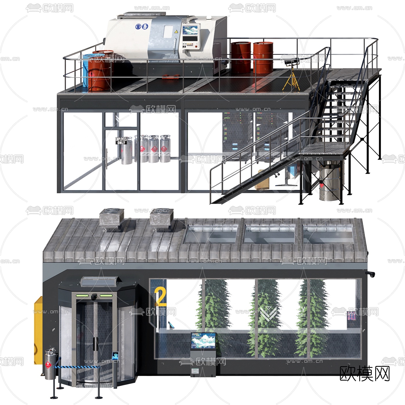 现代发动机对撞机工业设备3d模型下载（渲染图2）