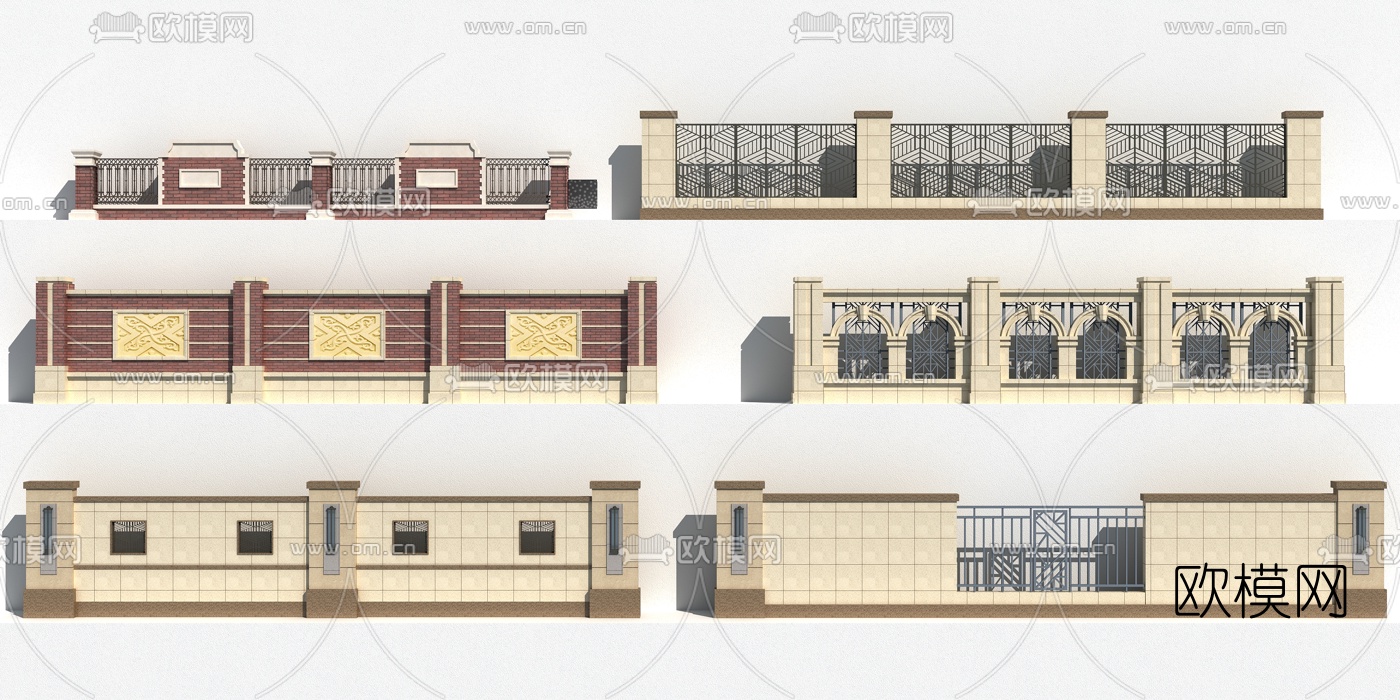 简欧围墙院墙3d模型下载