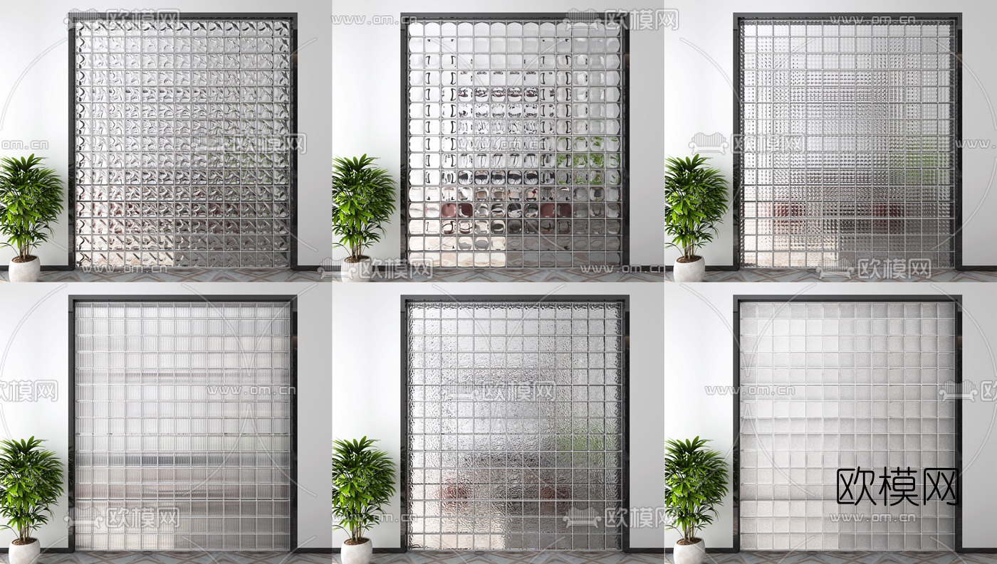 现代玻璃屏风隔断3d模型下载（渲染图1）