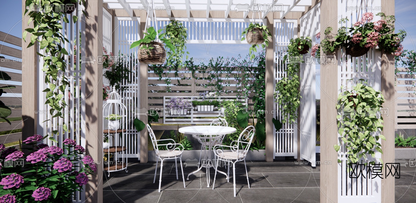 北欧庭院景观su模型下载（渲染图2）