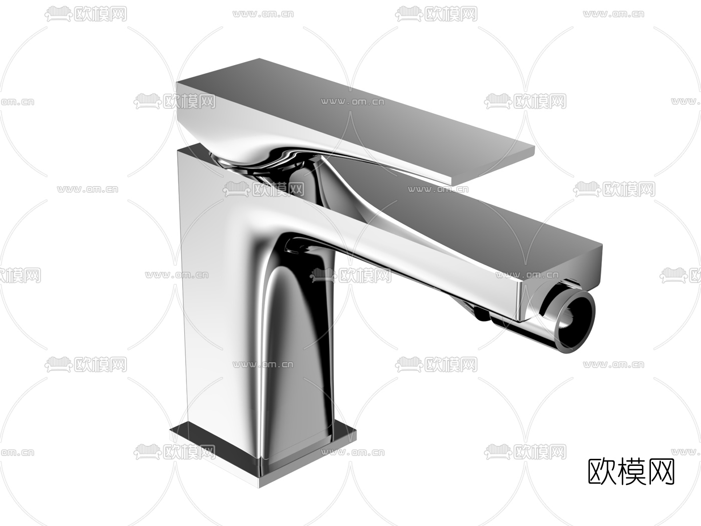 现代不锈钢水龙头3d模型下载（渲染图2）