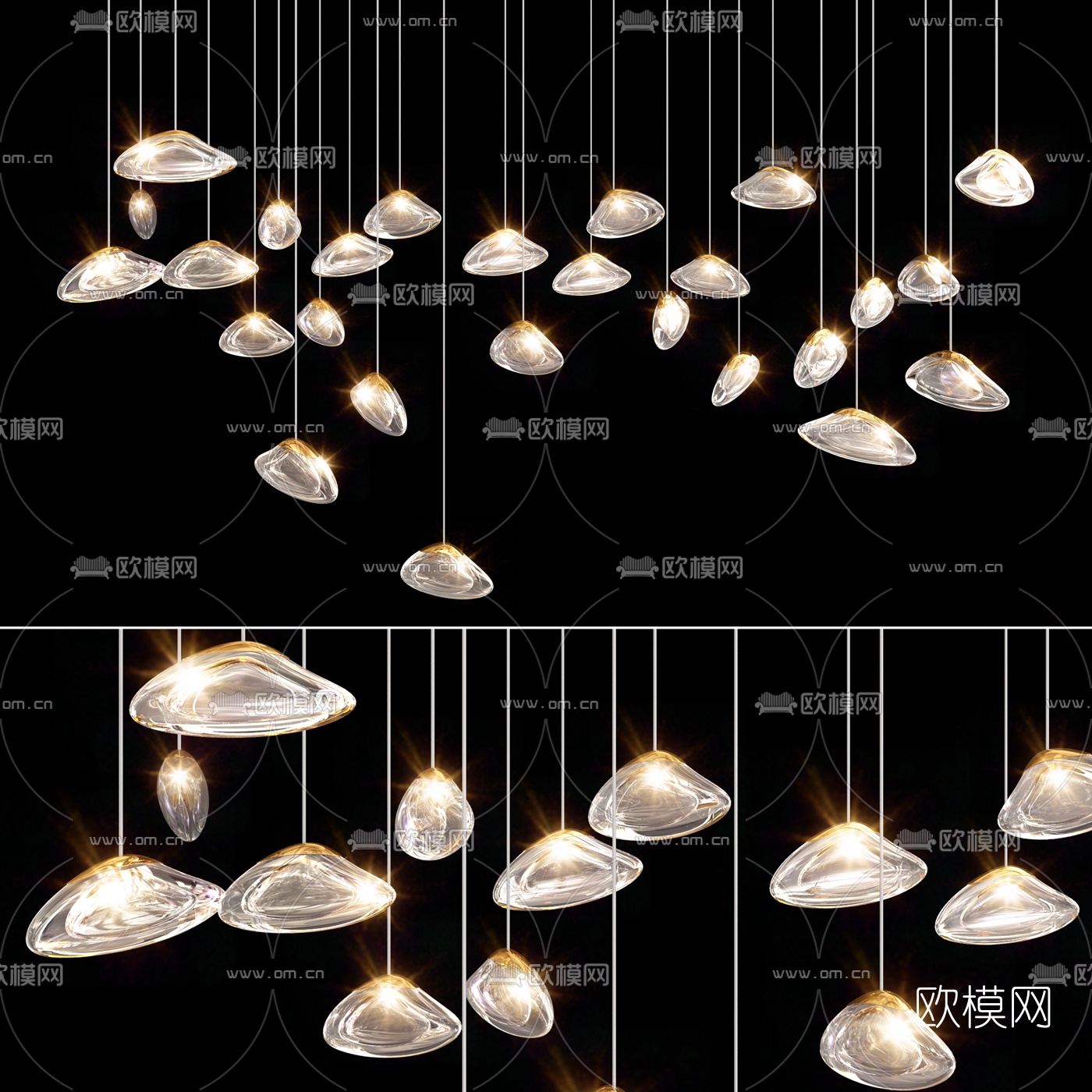 现代水晶艺术装饰吊灯3d模型