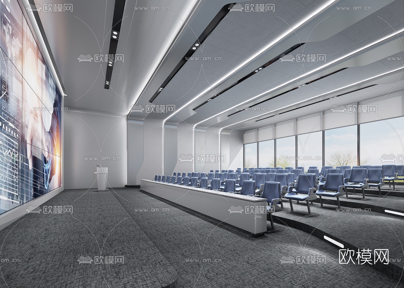 后现代会议室报告厅3d模型