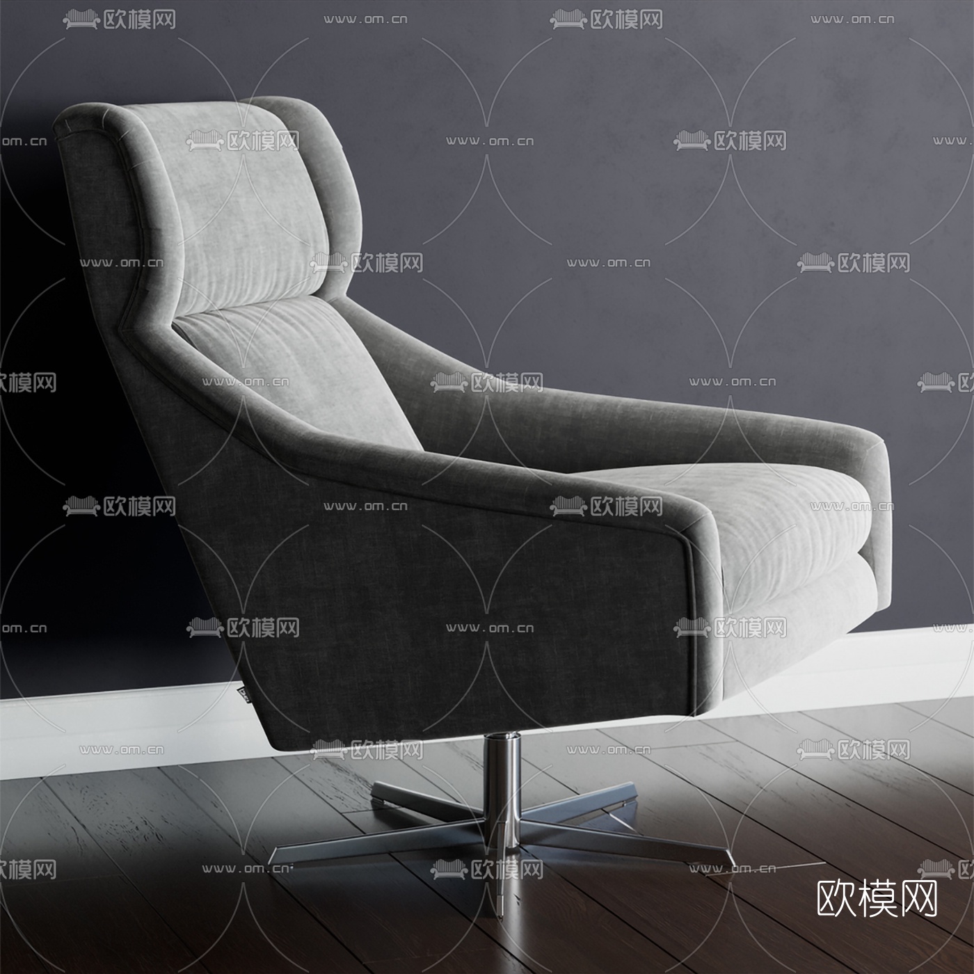 现代绒布办公椅3d模型
