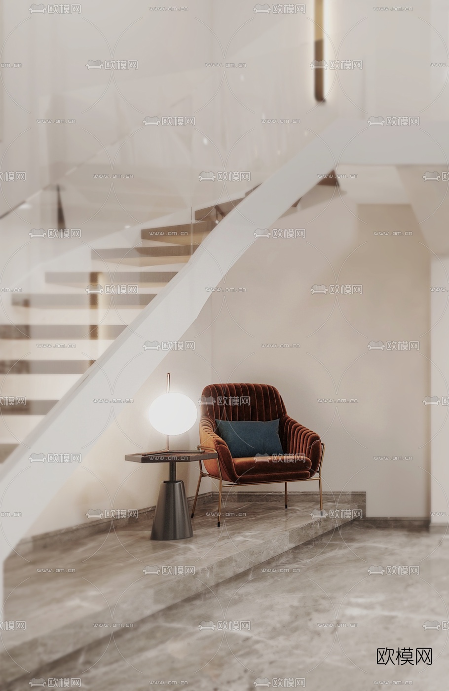 现代地下室休息室兵乓球室3d模型下载（渲染图3）