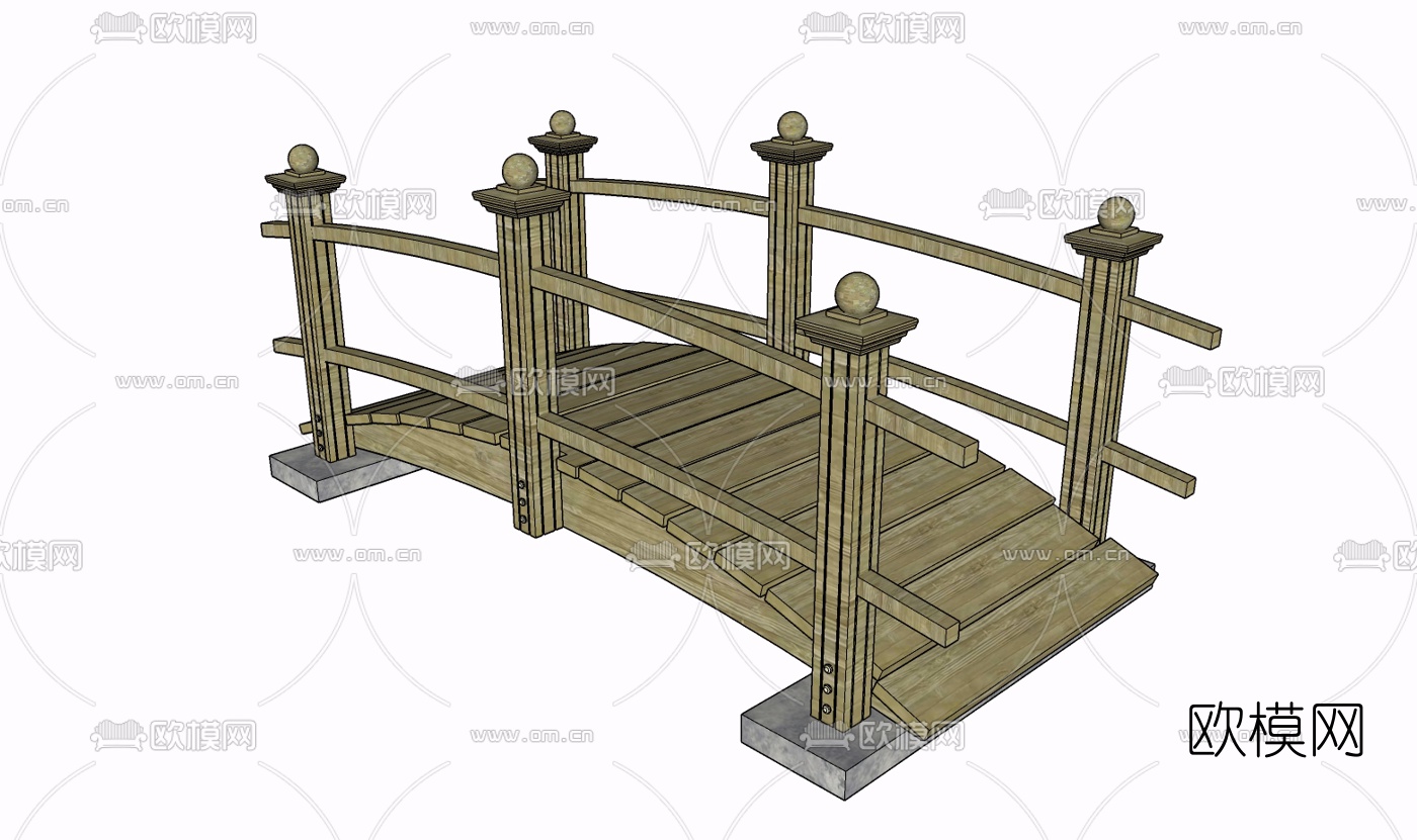 现代木桥免费su模型下载