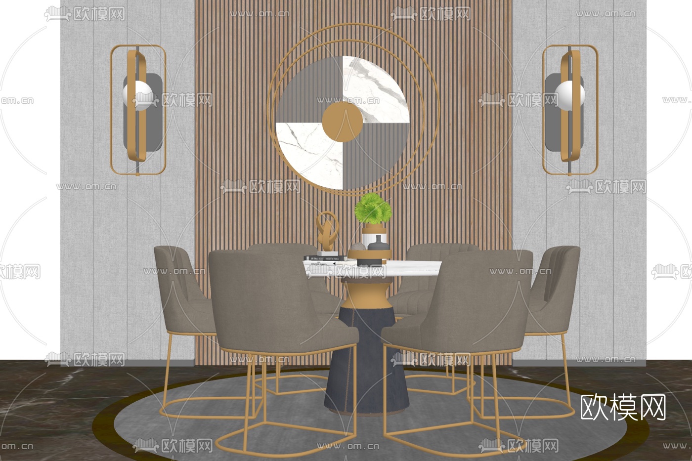 现代轻奢餐桌椅su模型下载