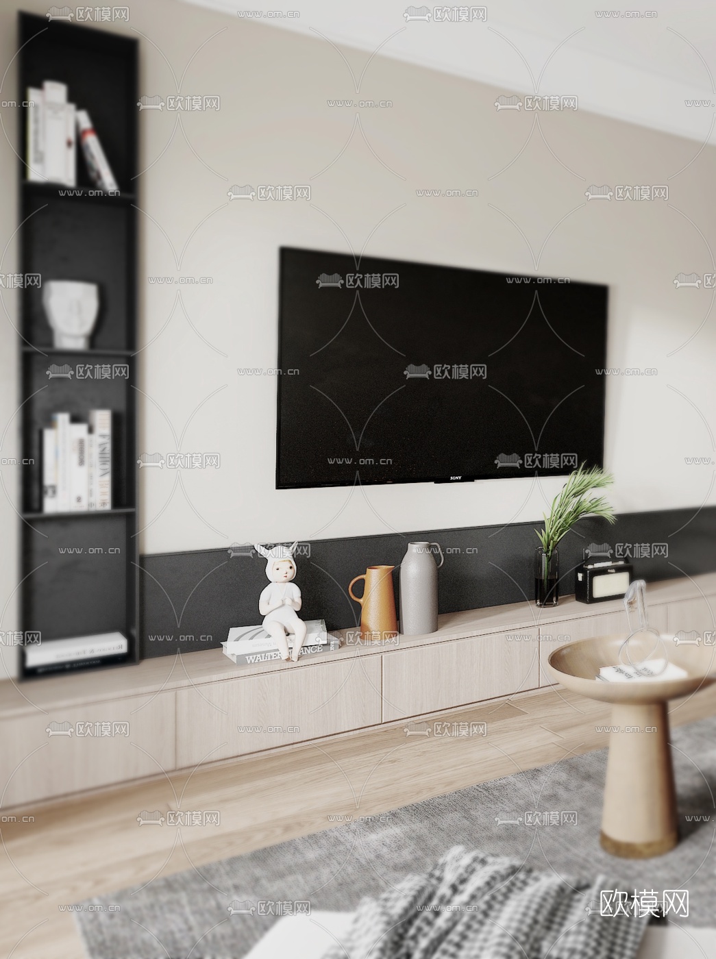 现代极简客厅餐厅3d模型