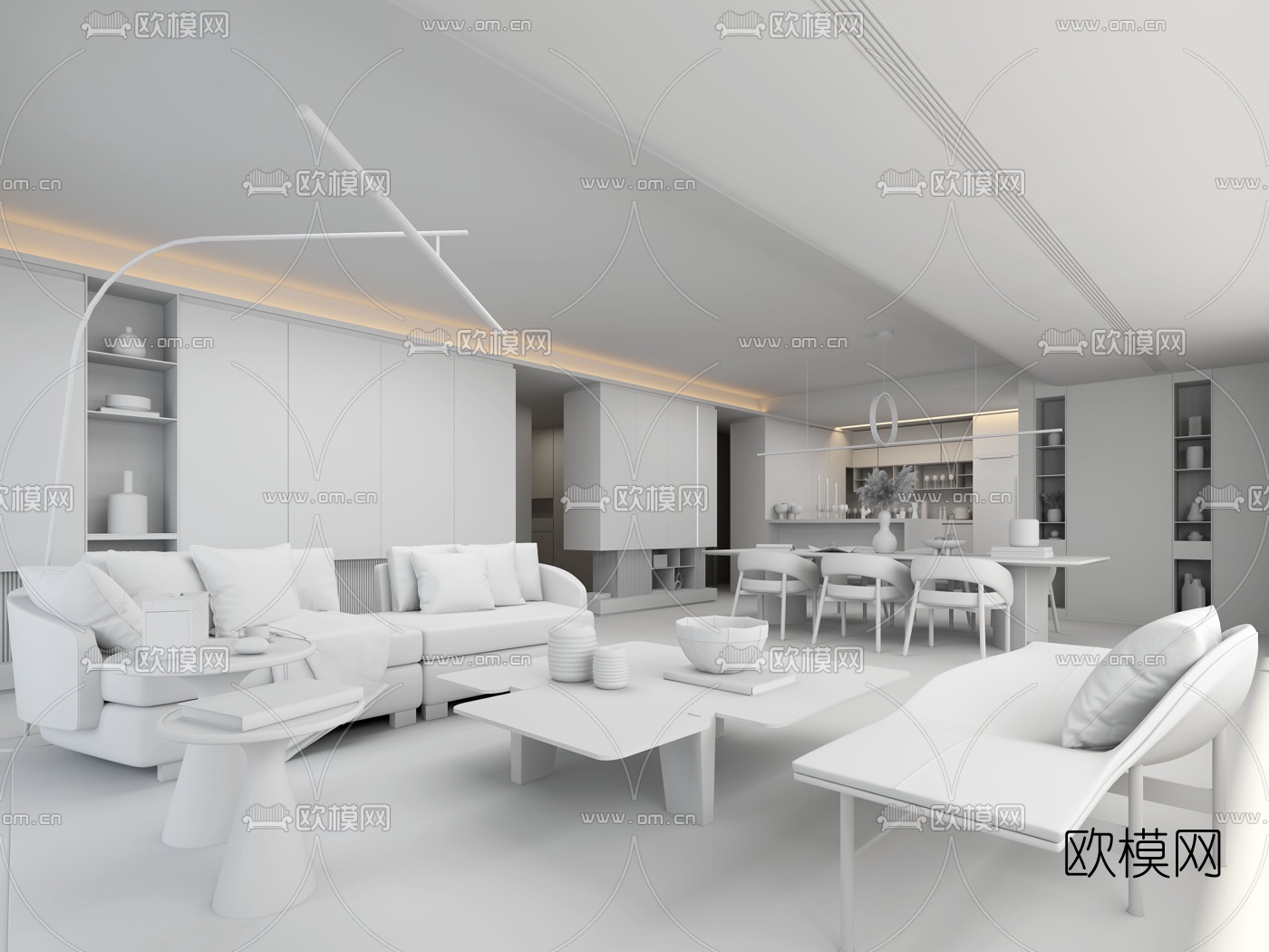 唐忠汉 现代客厅3d模型下载（渲染图2）