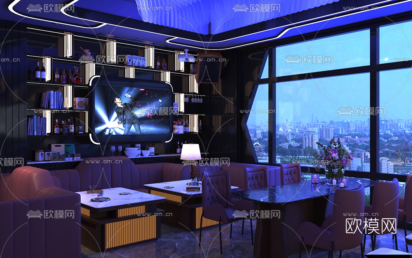 现代海景KTV豪华包间3d模型下载（渲染图2）