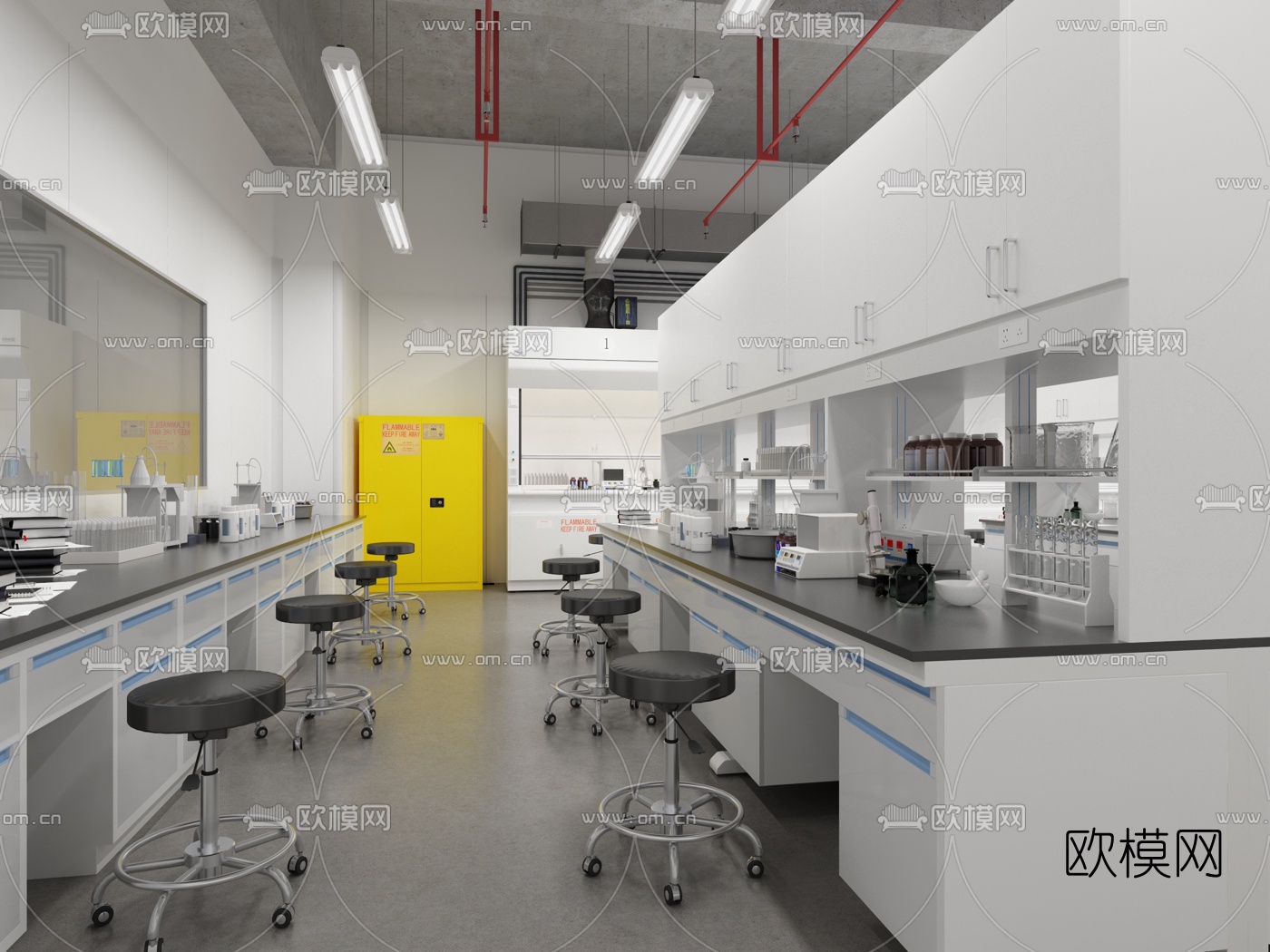 现代学校化学实验室3d模型