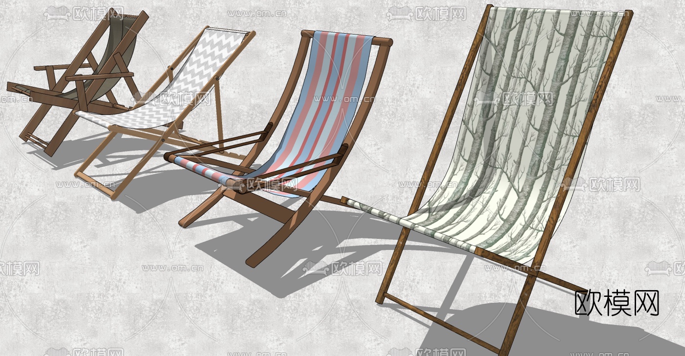 现代户外休闲沙滩椅su模型下载（渲染图3）