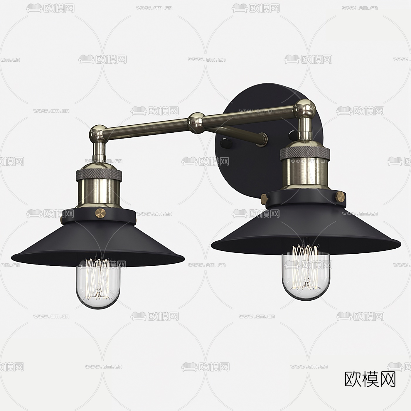 工业风金属双头壁灯3d模型下载