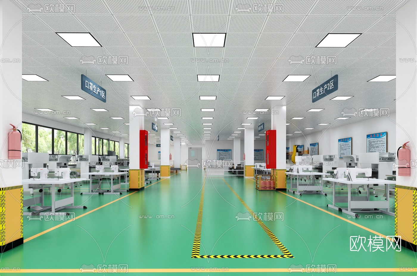 现代口罩生产车间3d模型