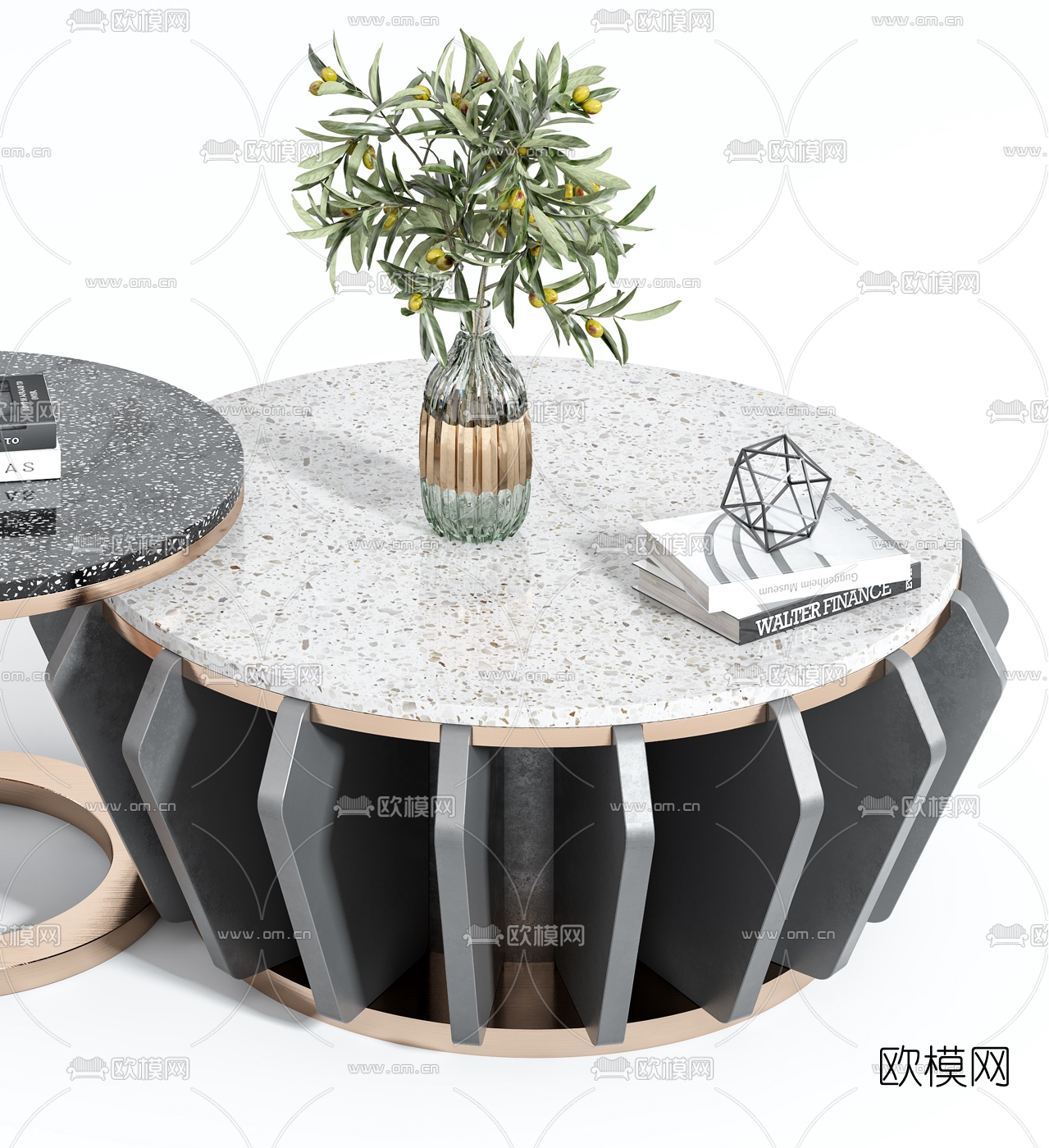 现代大理石茶几3d模型