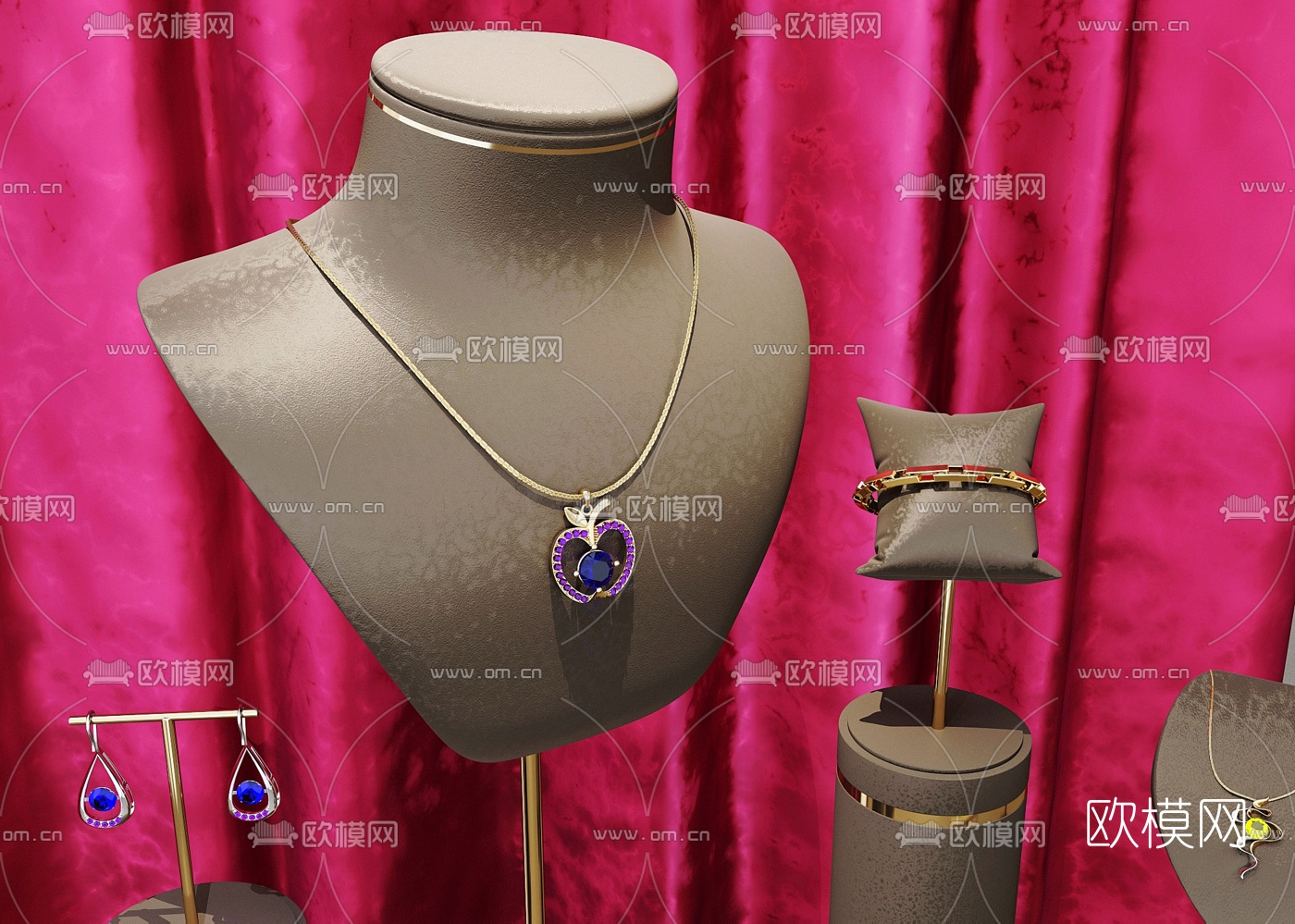 现代珠宝陈列展示3d模型