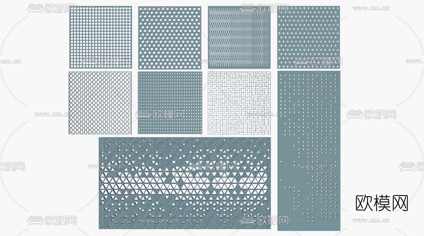 现代穿孔铝板su模型下载