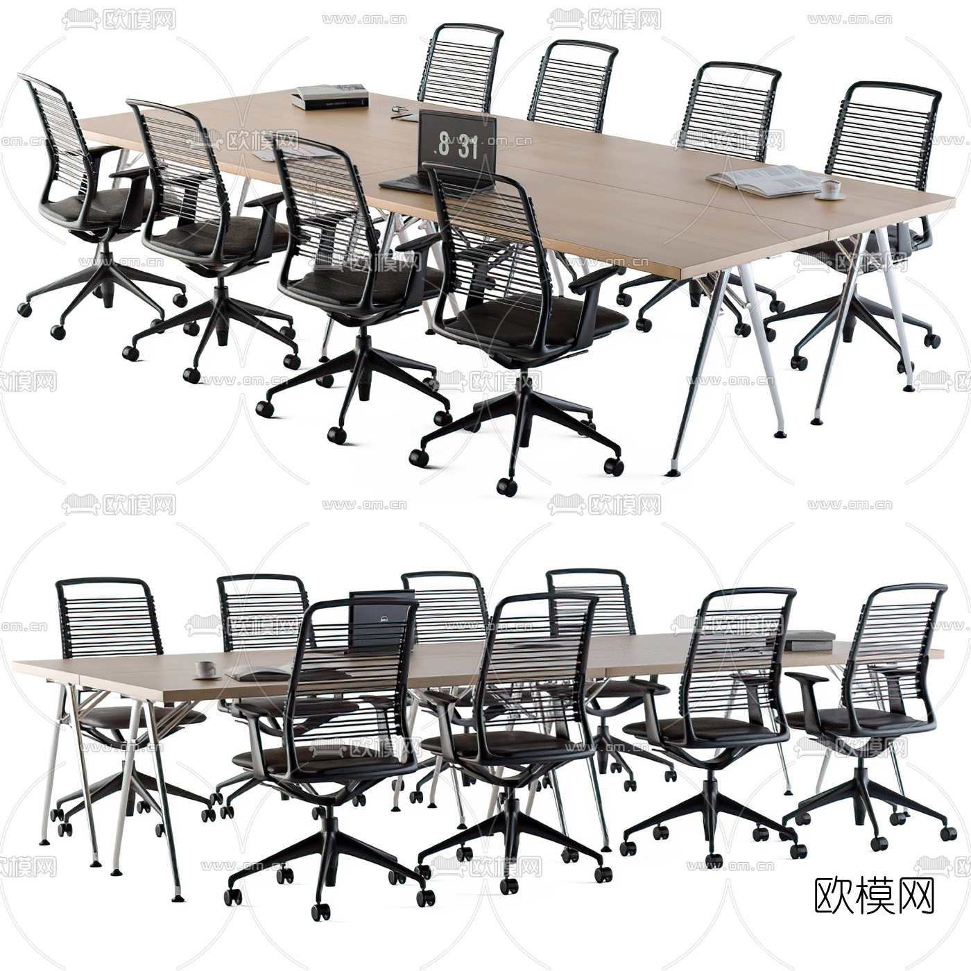 现代会议桌椅3d模型