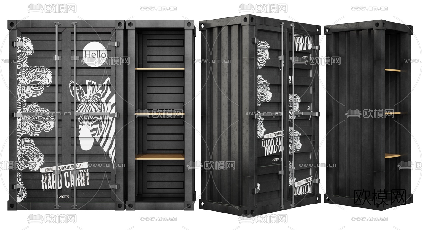 工业风集装箱衣柜3d模型下载