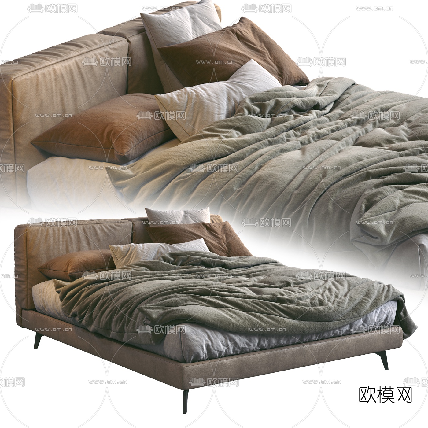 FLEXFORM 布艺双人床3d模型下载（渲染图5）