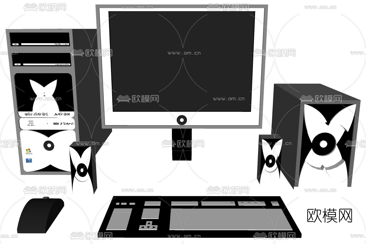 现代台式电脑su模型