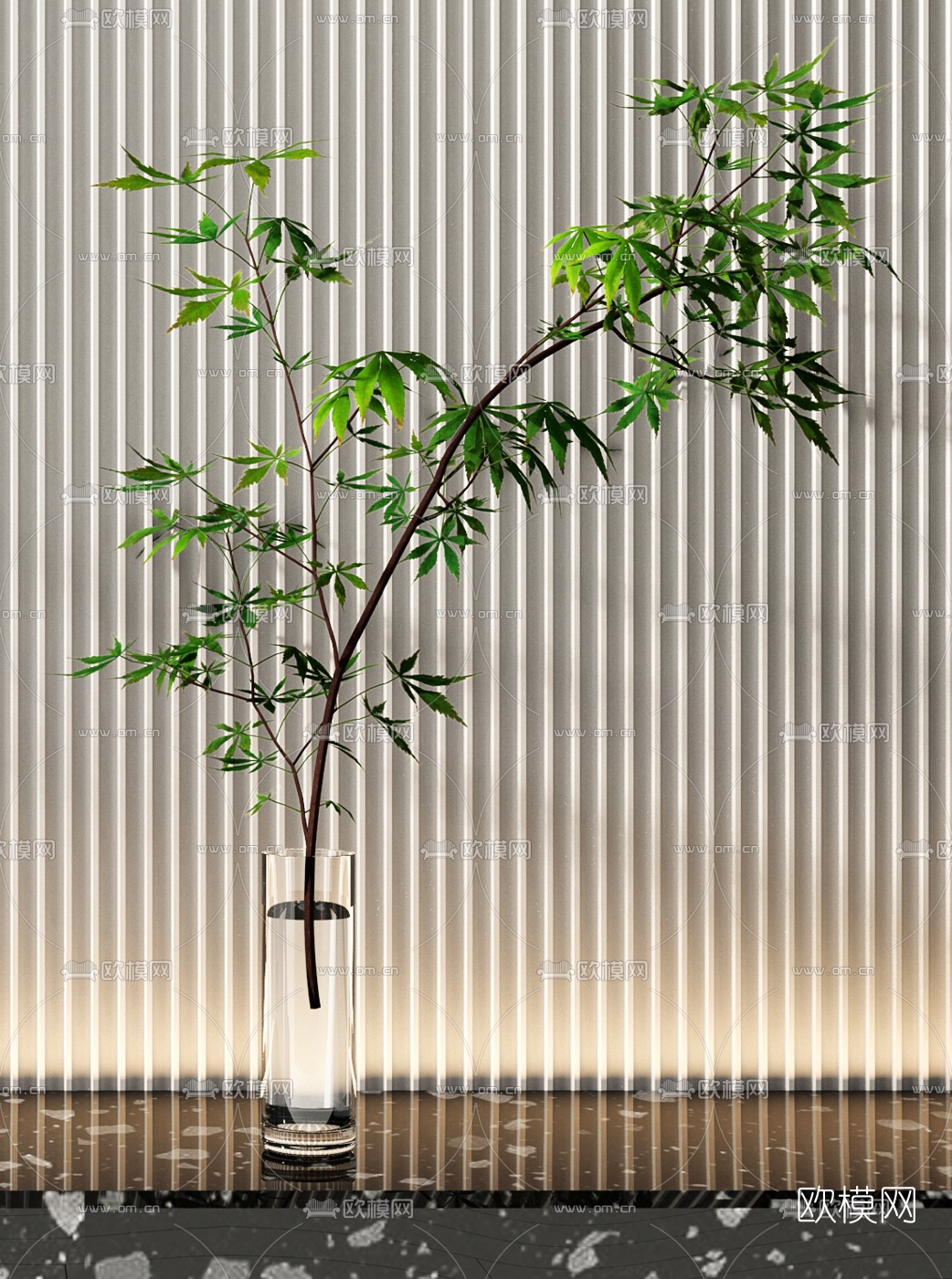 现代水生绿植花瓶3d模型下载（渲染图3）