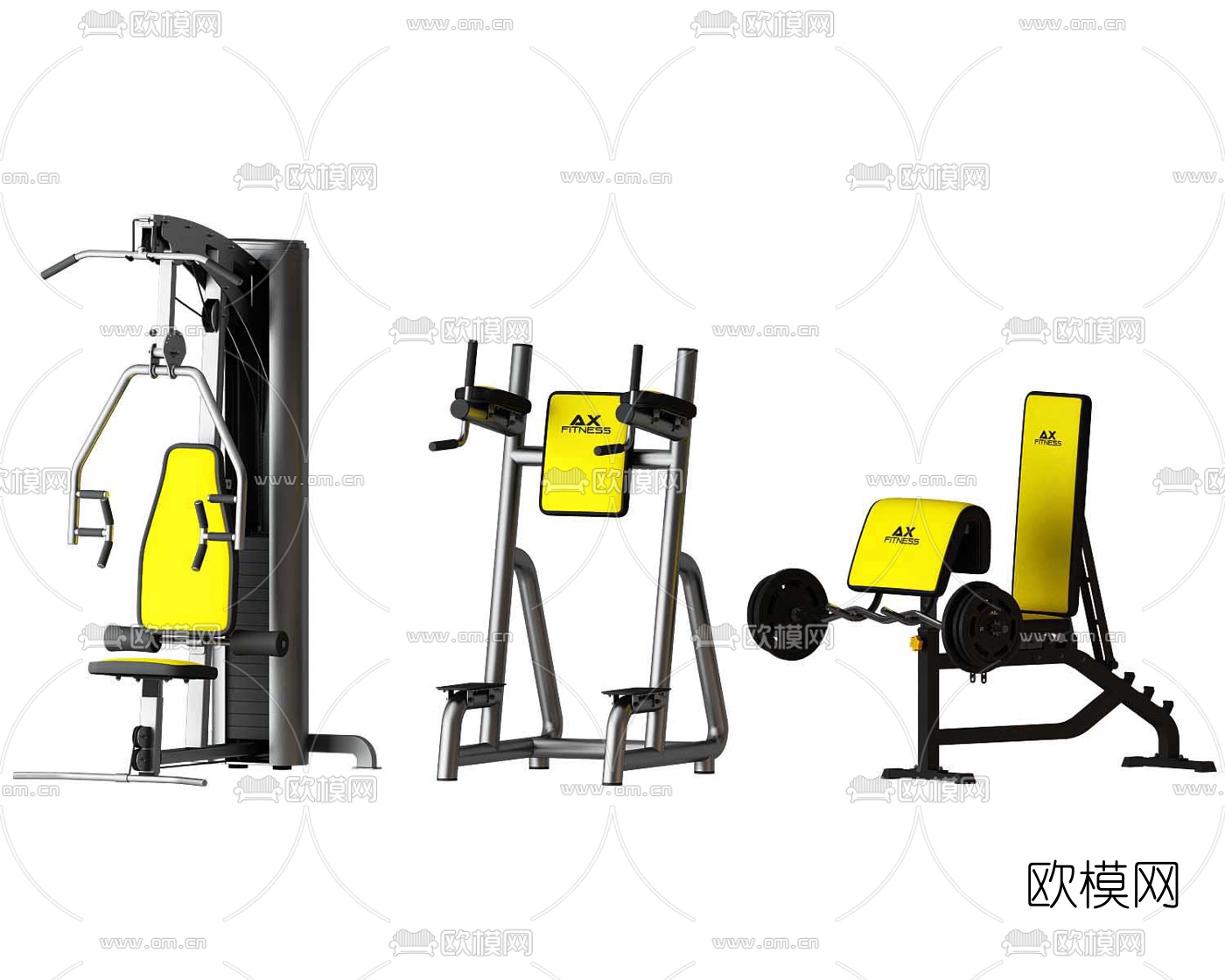 现代健身器材3d模型下载