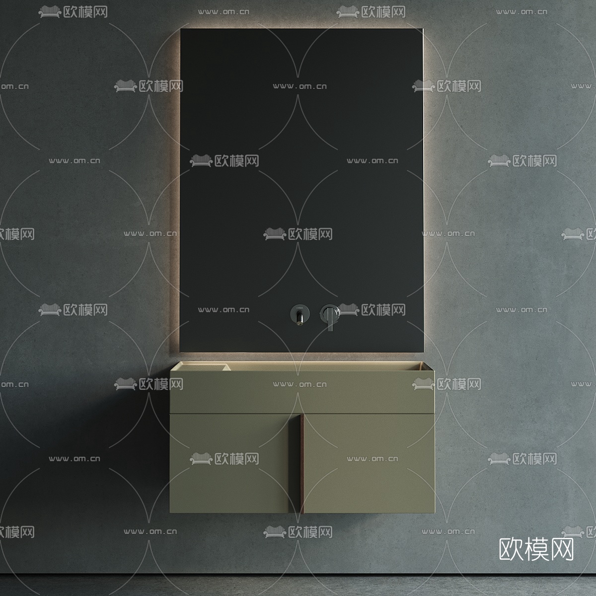 现代台盆洗手台3d模型下载（渲染图2）