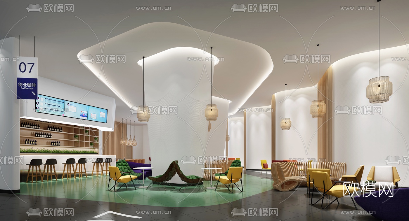 现代休息区3d模型