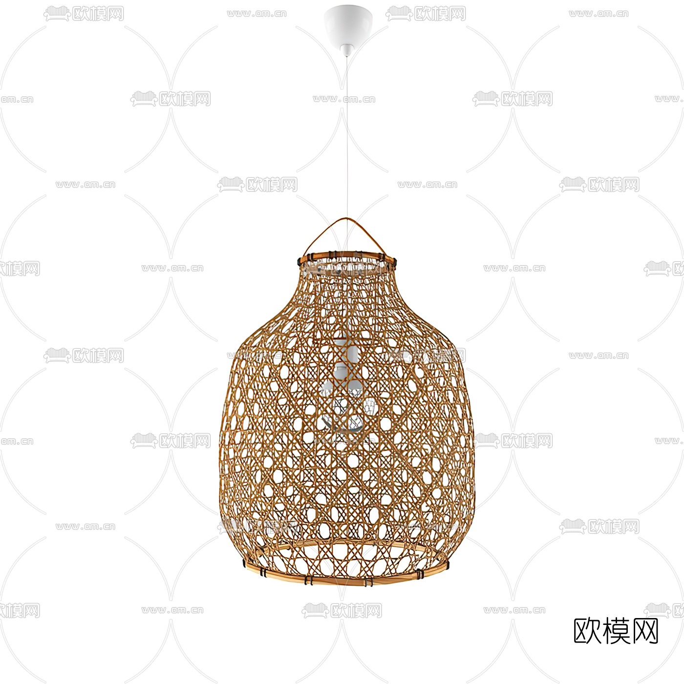 东南亚竹编吊灯3d模型下载（渲染图2）