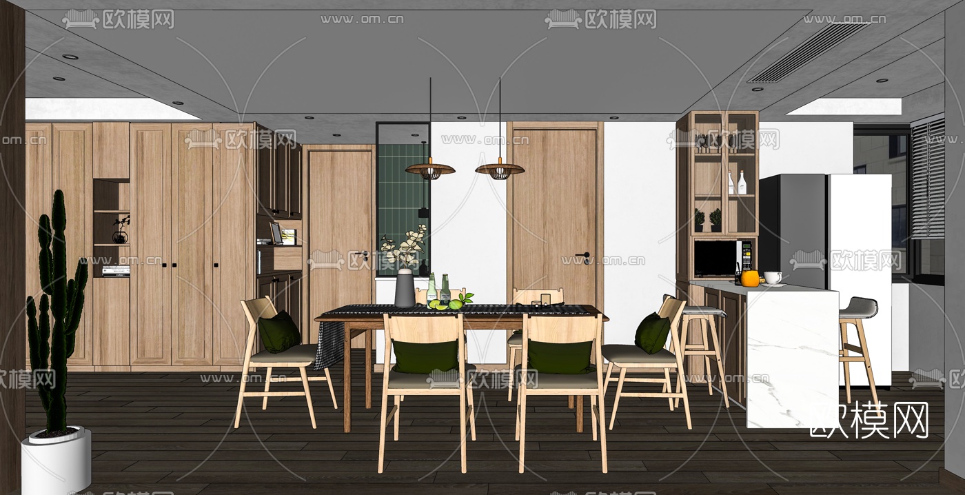 北欧餐厅su模型下载