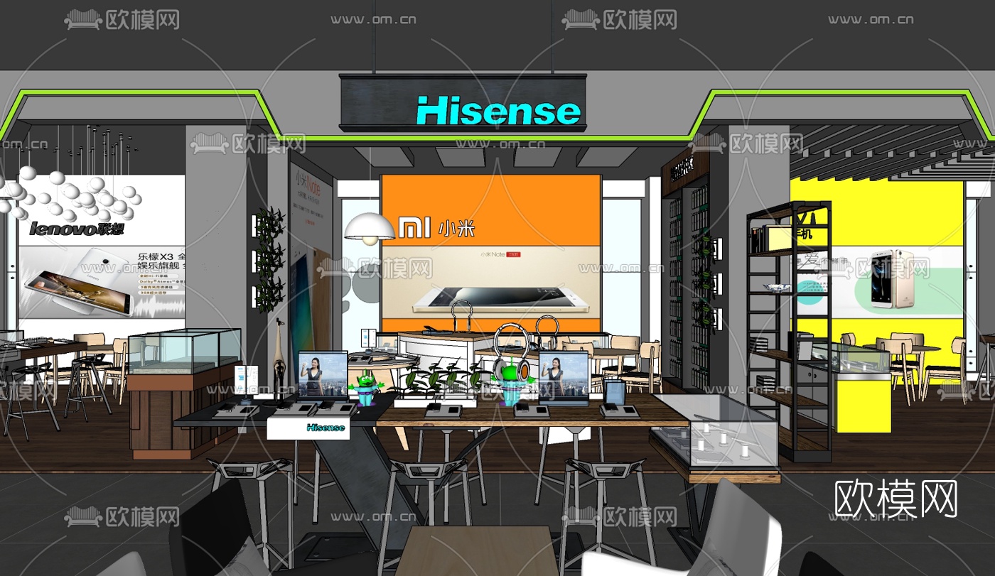 现代手机数码专卖店su模型