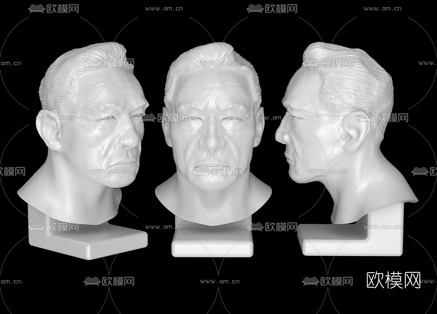 现代钟南山石膏雕像3d模型下载