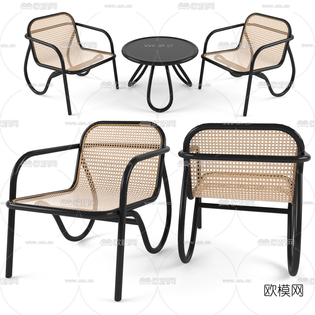 北欧编织休闲桌椅3d模型下载
