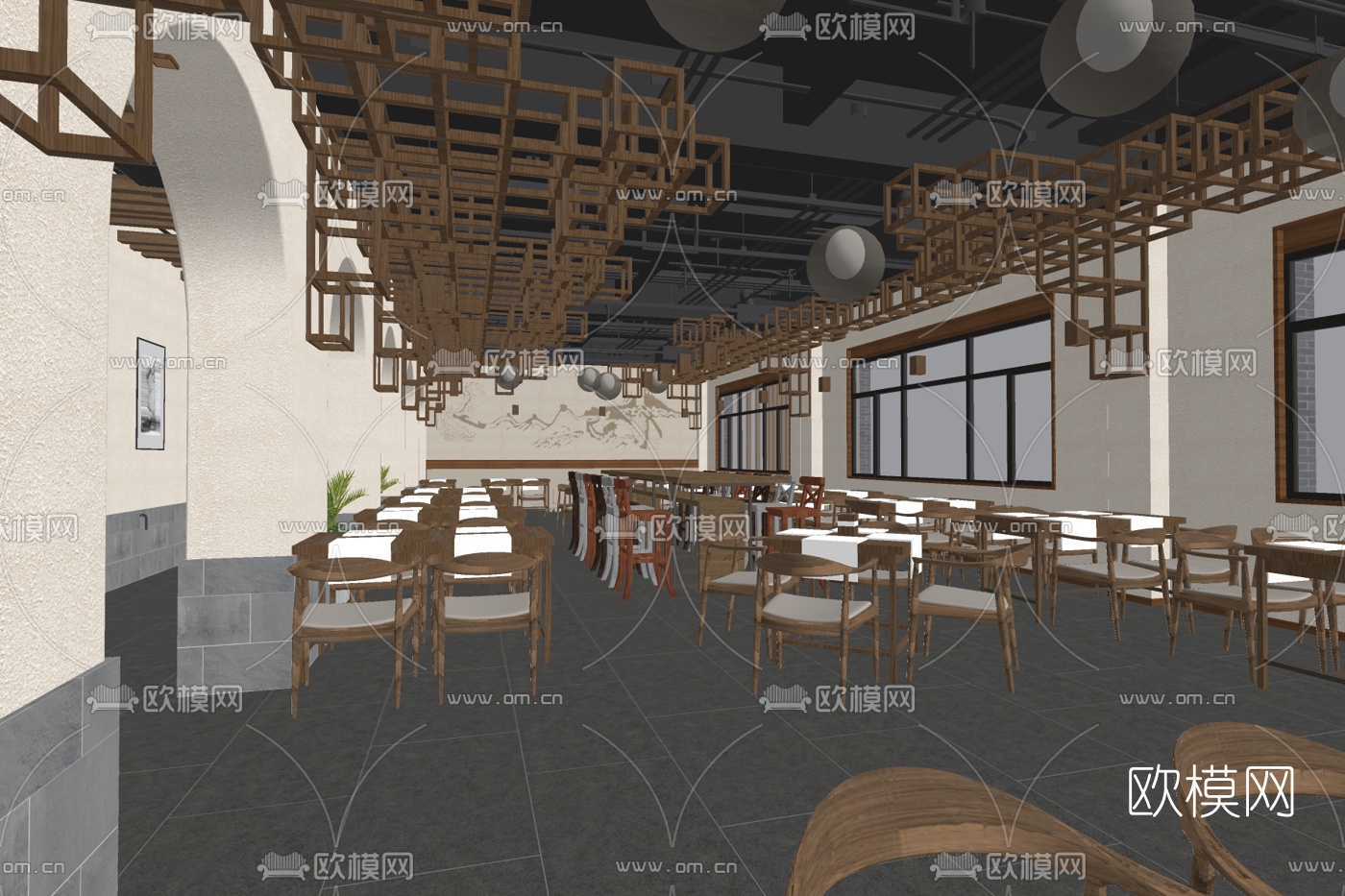现代快餐店su模型