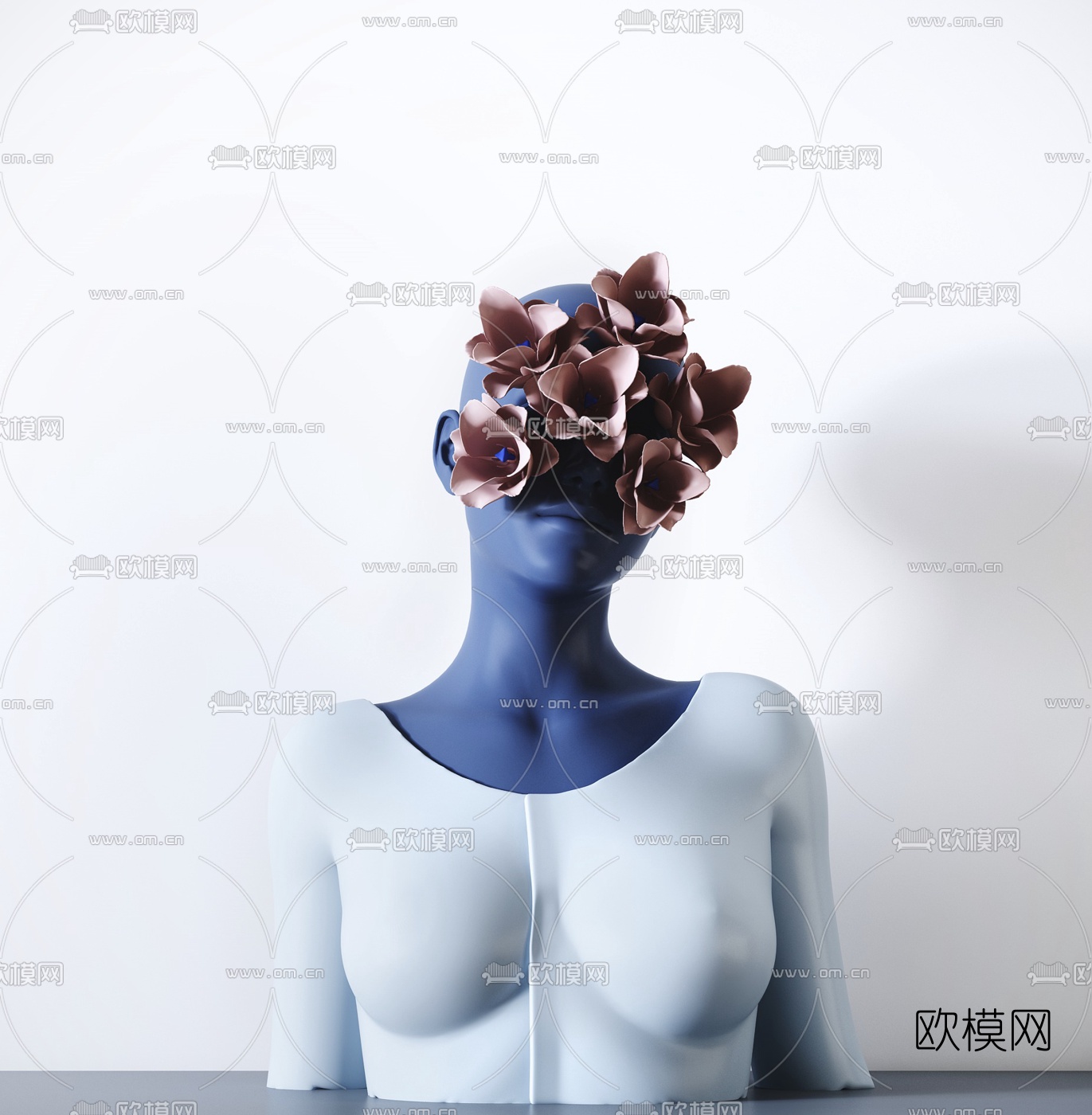 现代艺术女孩雕塑摆件3d模型