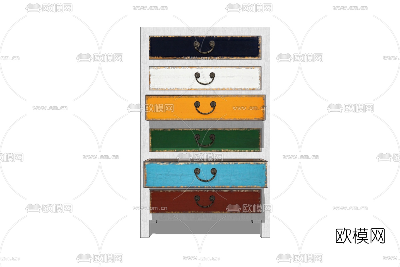 现代实木斗柜免费su模型下载