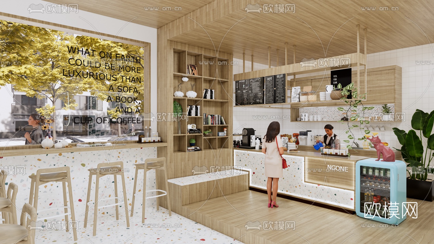 现代咖啡厅su模型下载（渲染图3）