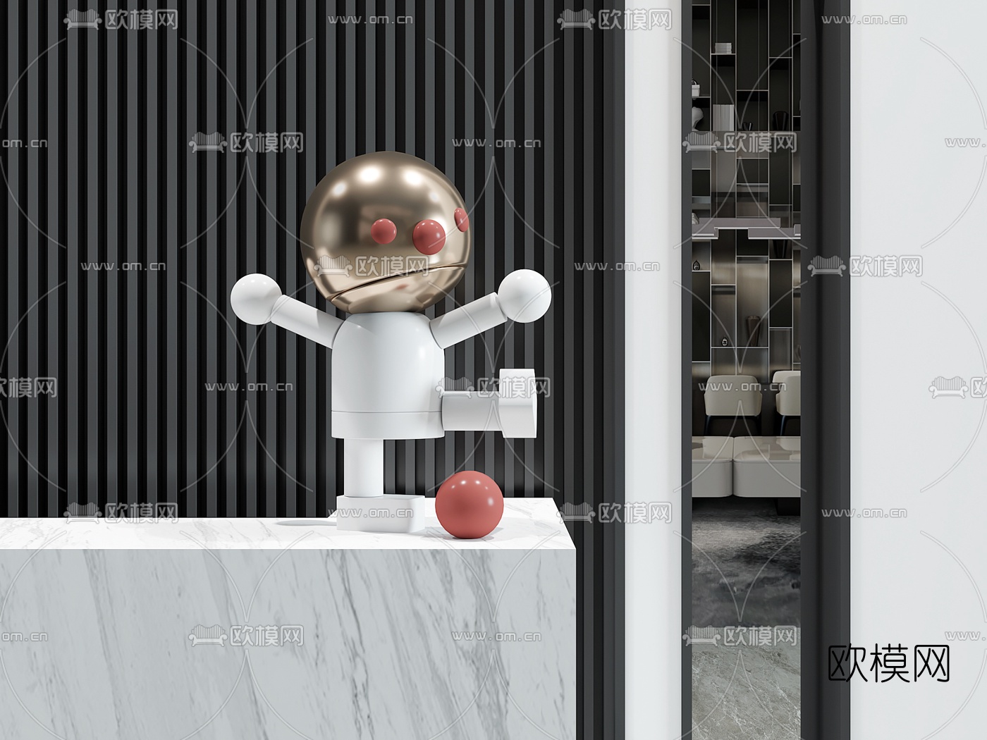 现代人物雕塑3d模型