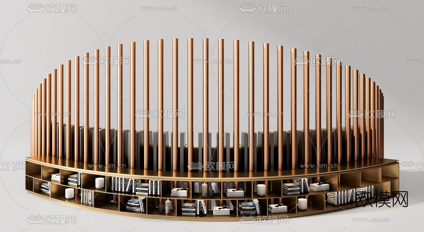 现代布艺弧形卡座沙发3d模型下载（渲染图3）