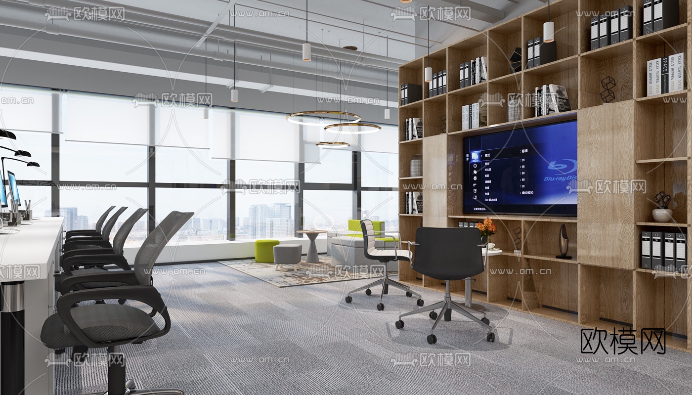 现代敞开式办公室3d模型