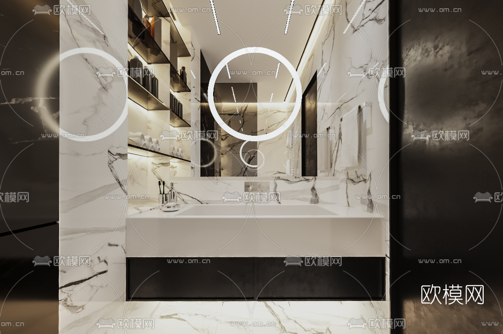现代浴室卫生间vr全景3d模型