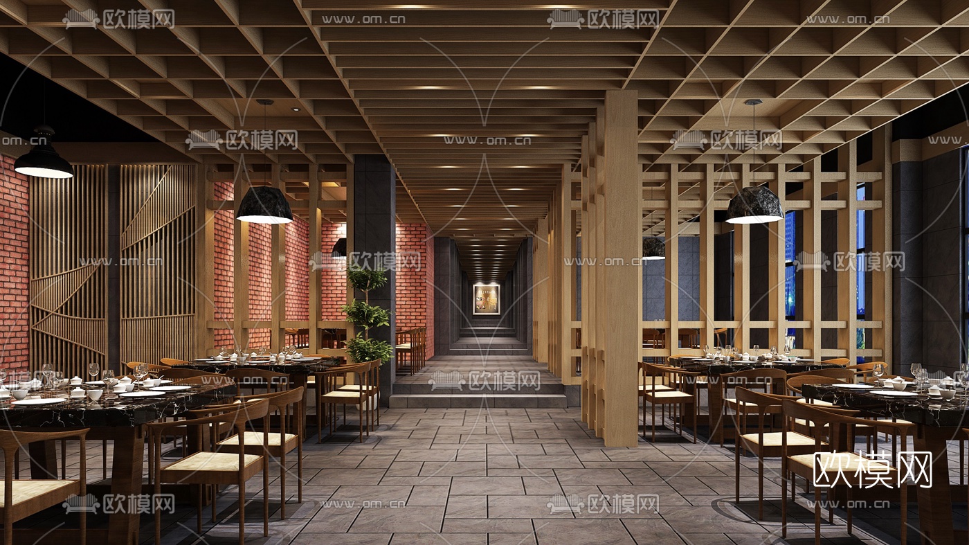 新中式中餐厅3d模型