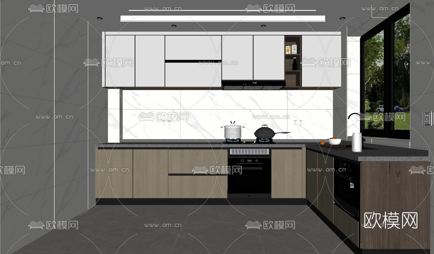 现代厨房su模型